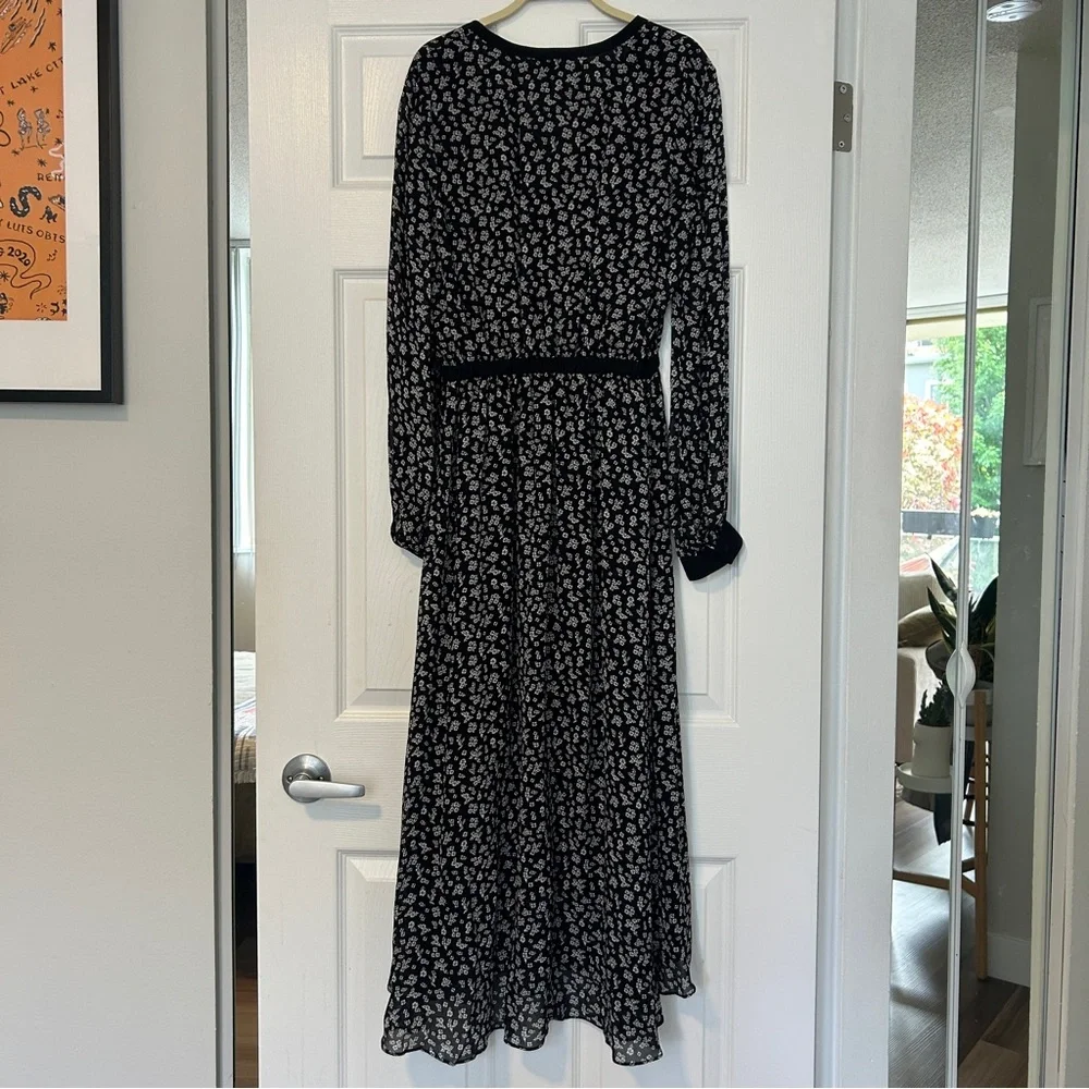 NWT The Kooples Black and White Long Sleeve V-Neck Sundress - Picture 7 of 7